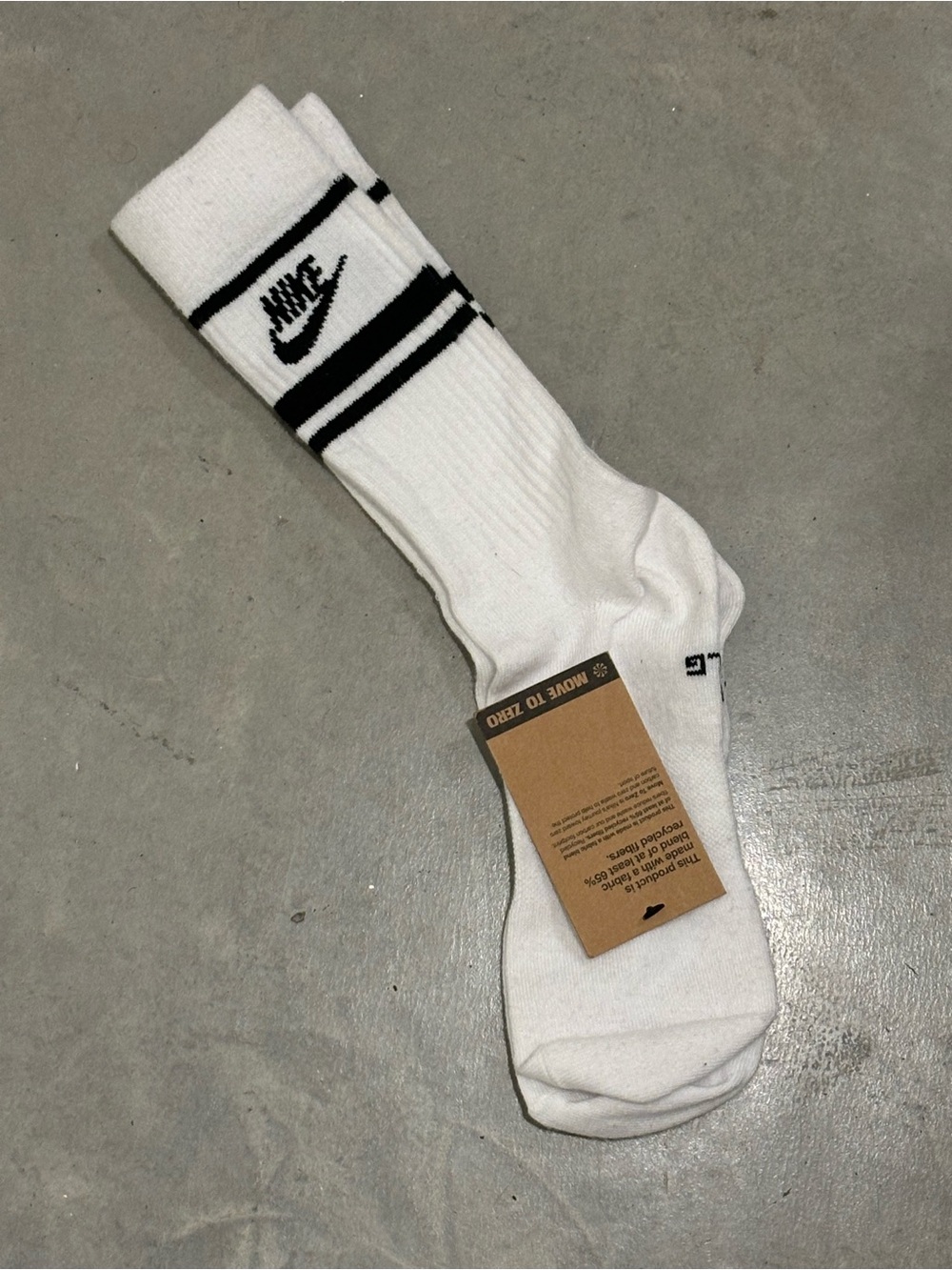 Nike White Crew Athletic Socks with Black Stripe Logo